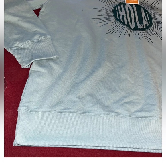 NEW 2XL Latino Heritage “Hola” Sweatshirt Mint Light Blue XXL Cotton Blend Shirt - Picture 10 of 12